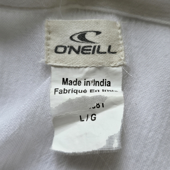 O'Neill White Short Sleeve Boxy V-neck Lightweight Blouse, Sz L (Ptp 26") - Picture 2 of 8